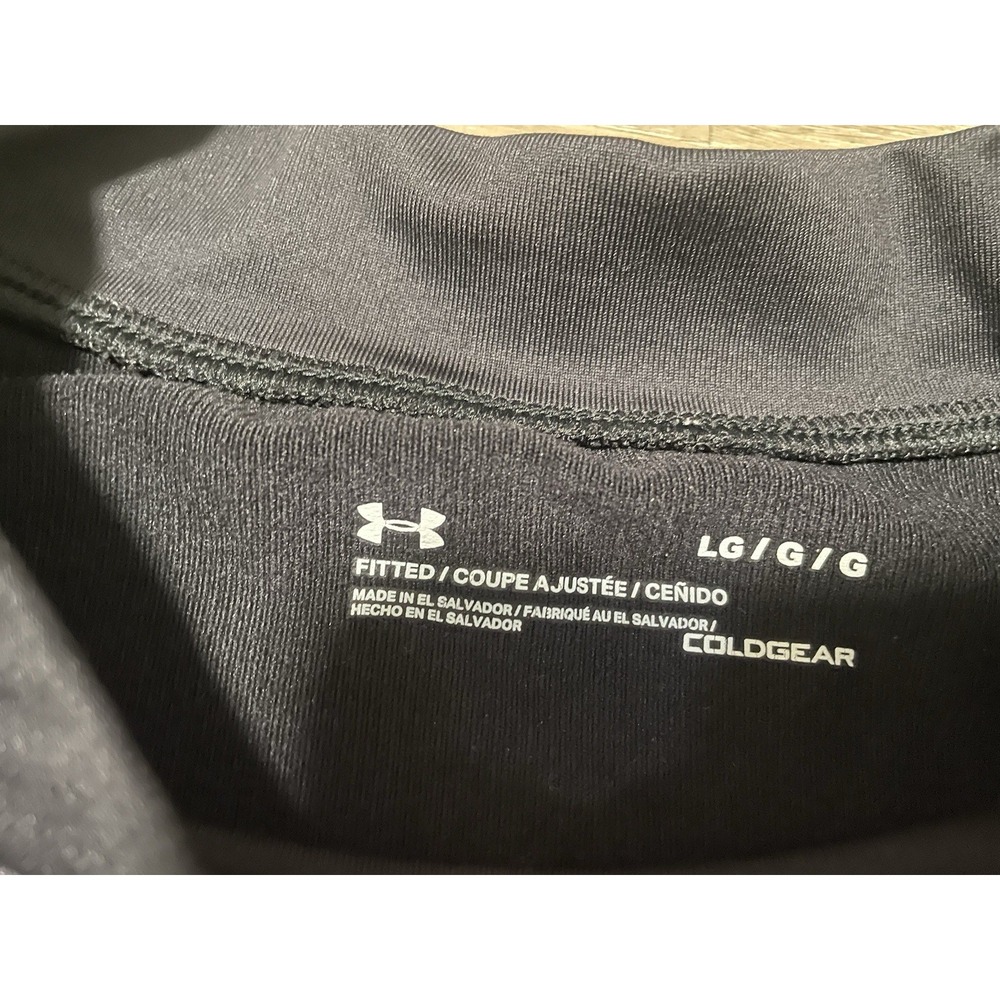 Under Armour ColdGear Mens Sz L Black Mock Neck Long Sleeve Base Layer Shirt - Picture 3 of 7